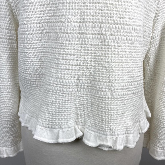 LiL POUR L’AUTRE Made in France Crop Cardigan Sweater Style Blazer White Ruffle - Picture 6 of 8